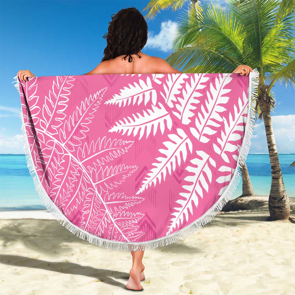 New Zealand Lawn Bowls Breast Cancer Personalized Beach Blanket Wrap-Around Silver Fern - Polynesian Pride
