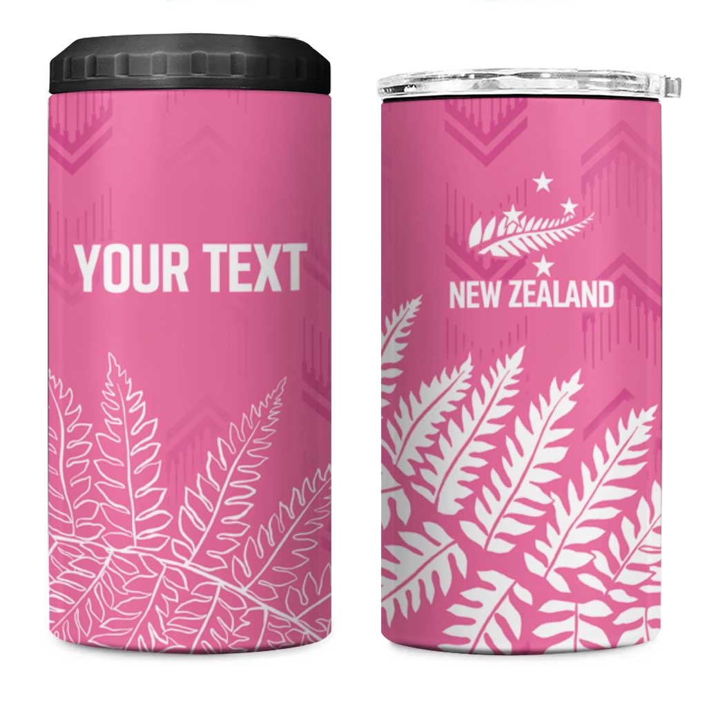 New Zealand Lawn Bowls Breast Cancer Personalized 4 in 1 Can Cooler Tumbler Wrap-Around Silver Fern - Polynesian Pride