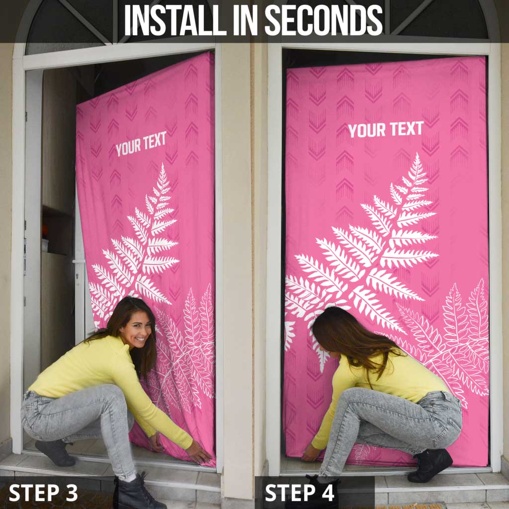 New Zealand Lawn Bowls Breast Cancer Personalized Door Cover Wrap-Around Silver Fern - Polynesian Pride
