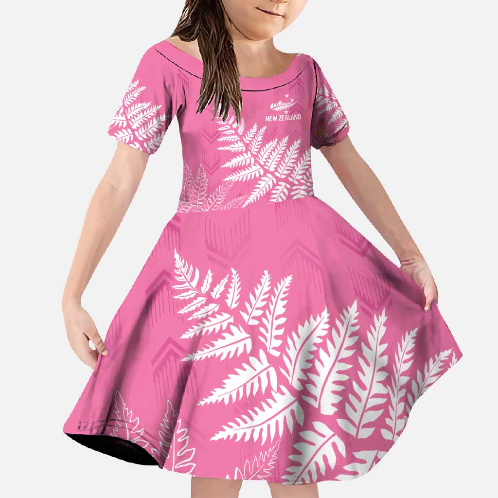 New Zealand Lawn Bowls Breast Cancer Personalized Family Matching Short Sleeve Bodycon Dress and Hawaiian Shirt Wrap-Around Silver Fern - Polynesian Pride