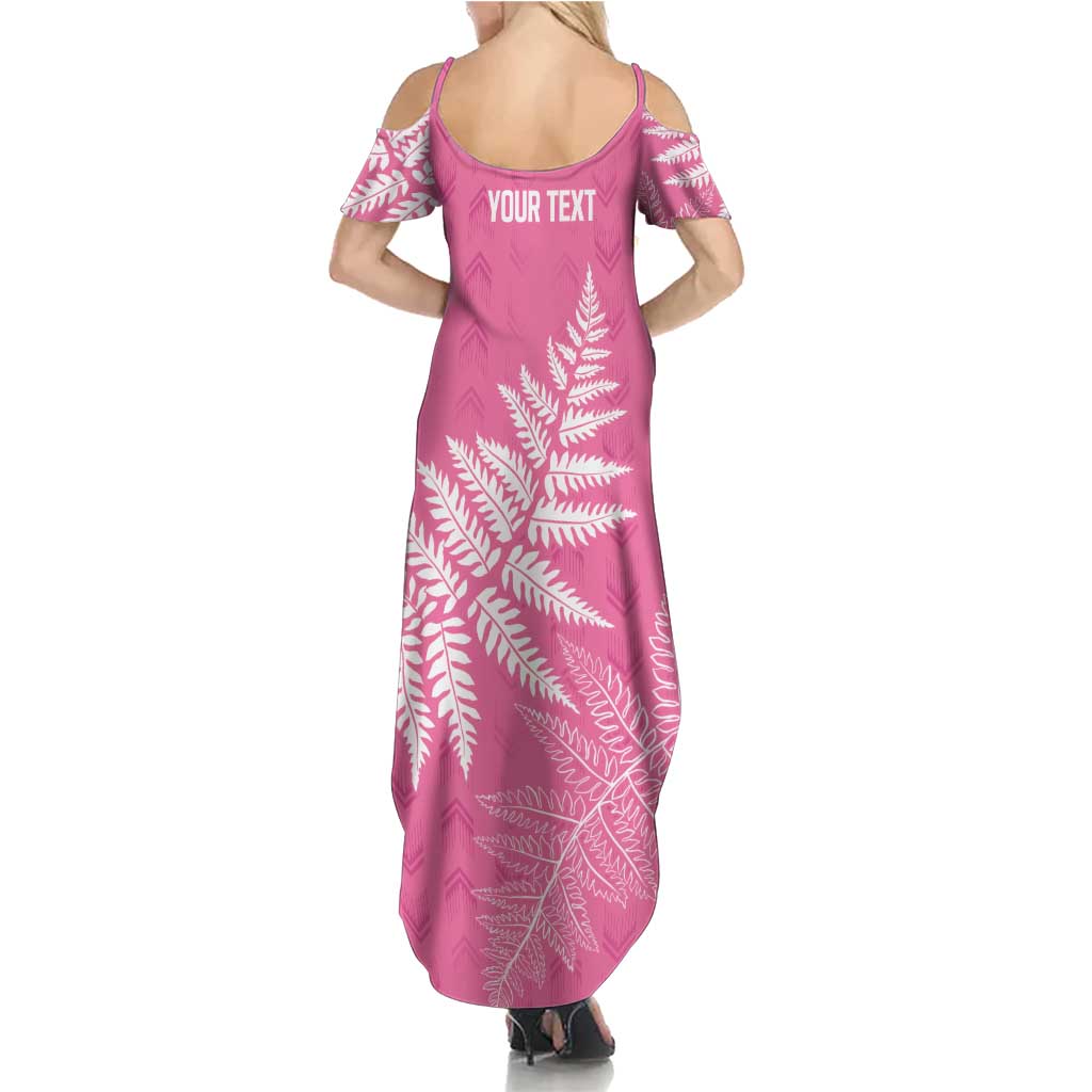 New Zealand Lawn Bowls Breast Cancer Personalized Family Matching Summer Maxi Dress and Hawaiian Shirt Wrap-Around Silver Fern LT7 - Polynesian Pride