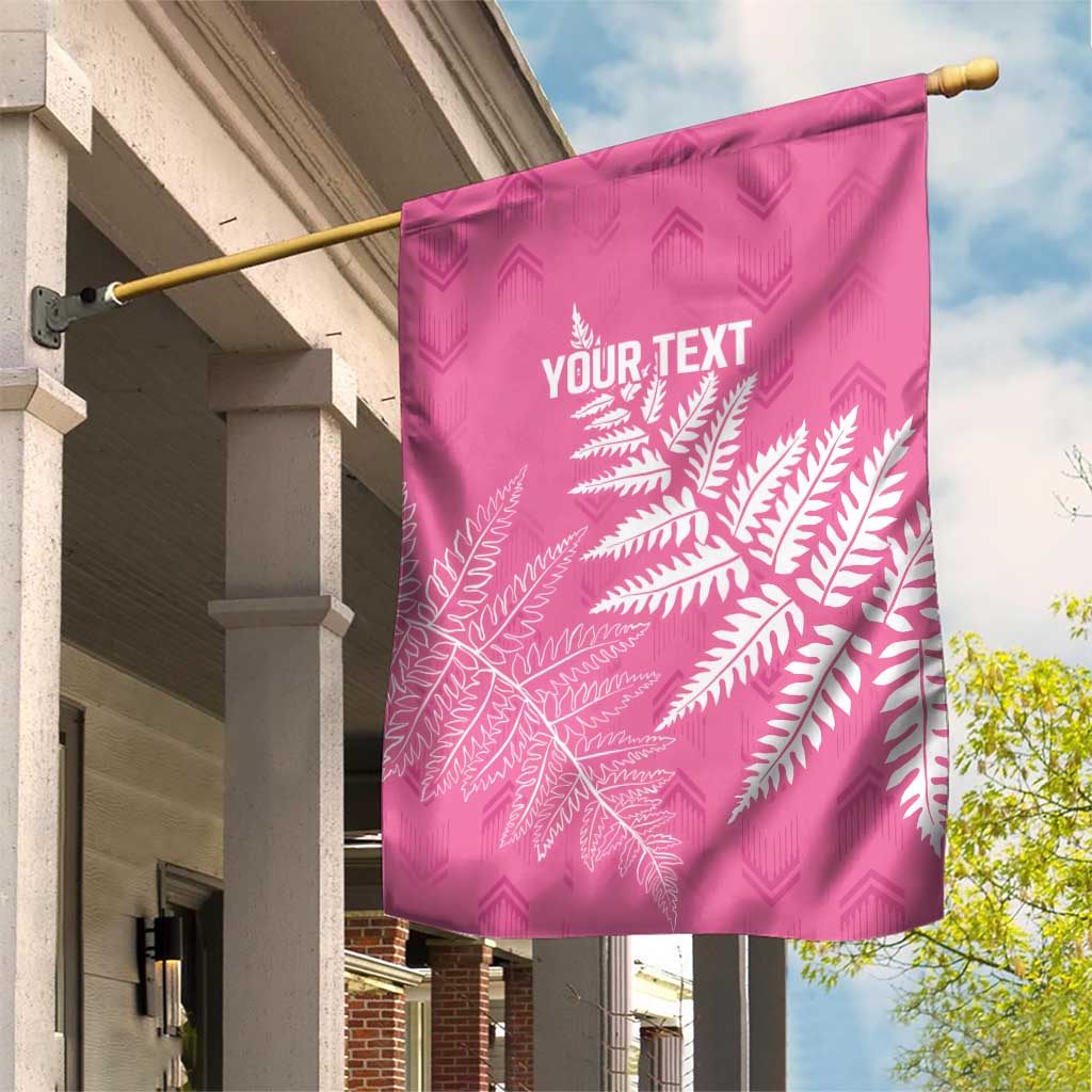 New Zealand Lawn Bowls Breast Cancer Personalized Garden Flag Wrap-Around Silver Fern - Polynesian Pride
