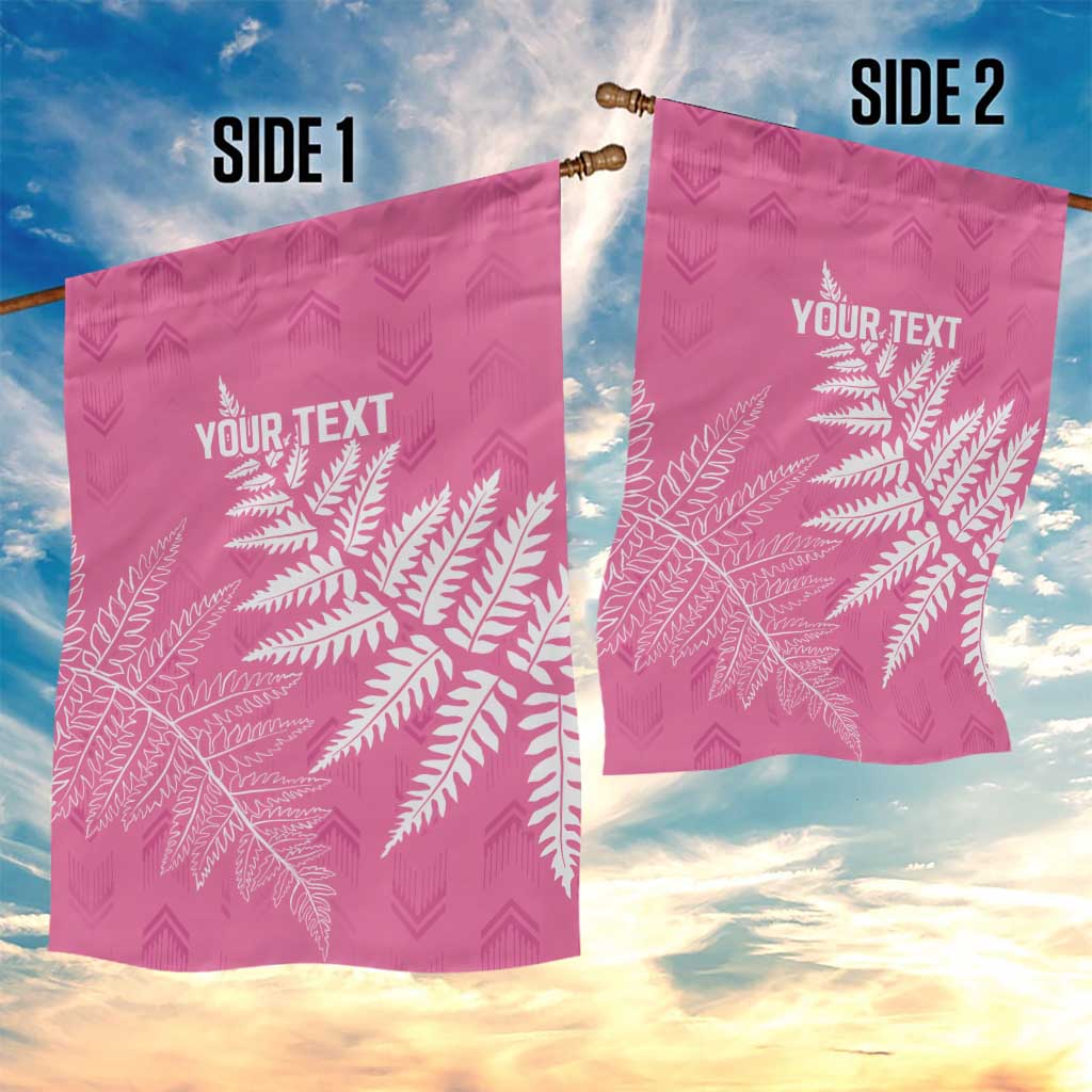 New Zealand Lawn Bowls Breast Cancer Personalized Garden Flag Wrap-Around Silver Fern - Polynesian Pride