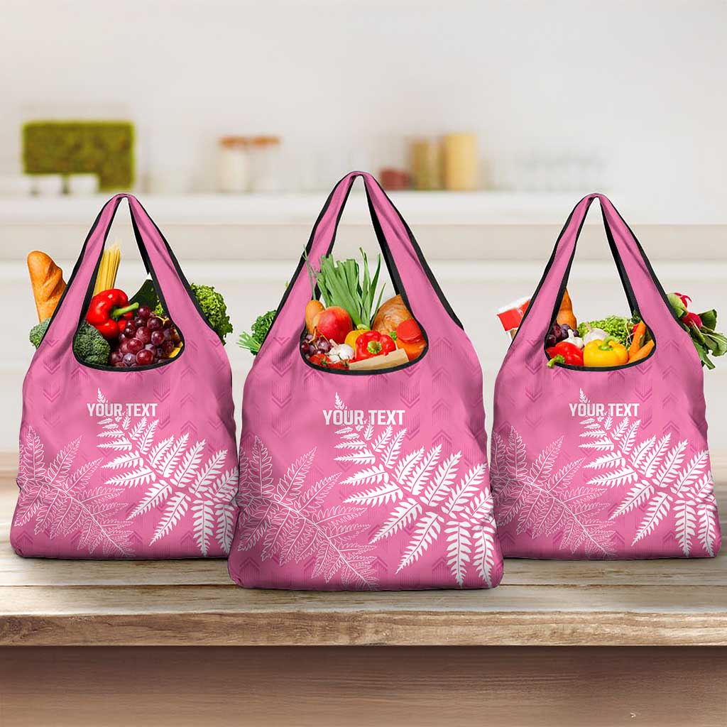 New Zealand Lawn Bowls Breast Cancer Personalized Grocery Bag Wrap-Around Silver Fern - Polynesian Pride