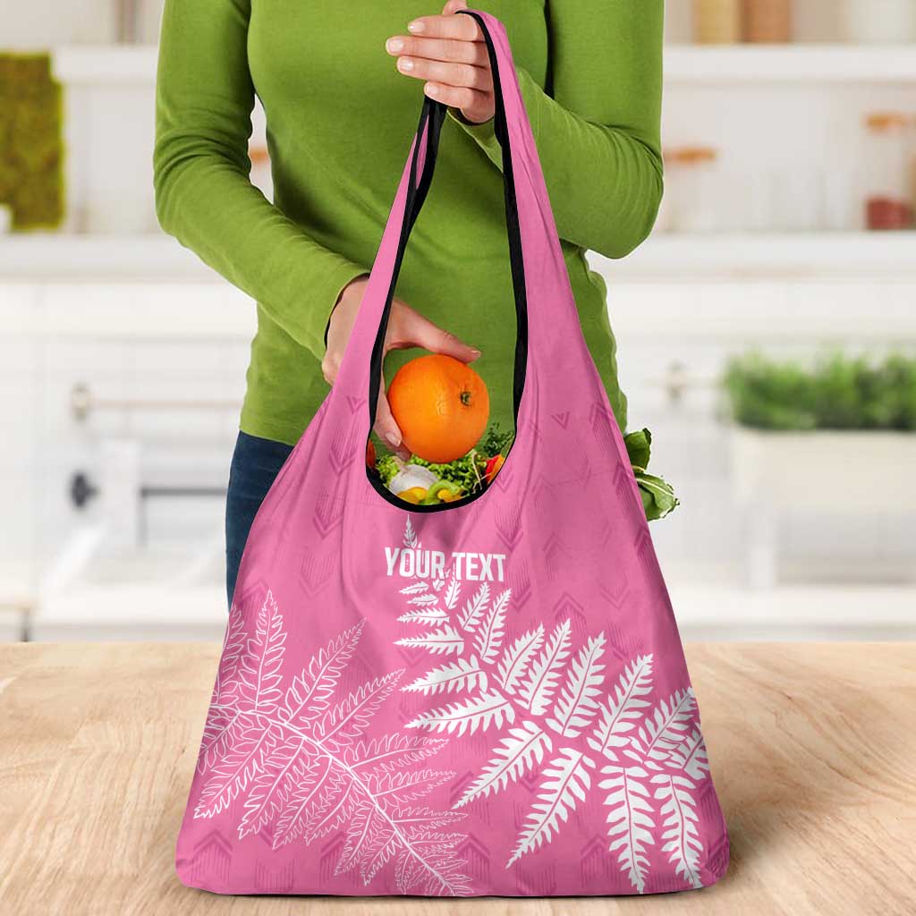 New Zealand Lawn Bowls Breast Cancer Personalized Grocery Bag Wrap-Around Silver Fern - Polynesian Pride