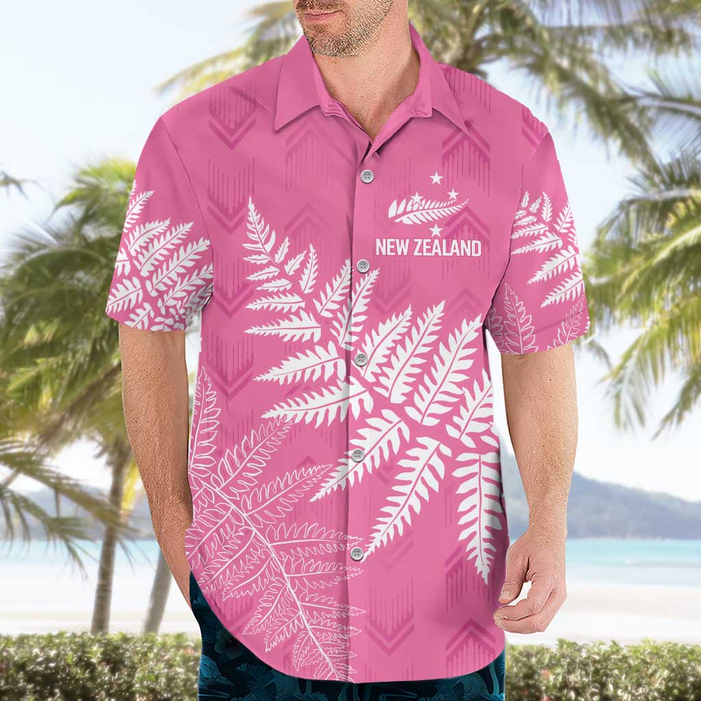 New Zealand Lawn Bowls Breast Cancer Personalized Hawaiian Shirt Wrap-Around Silver Fern - Polynesian Pride