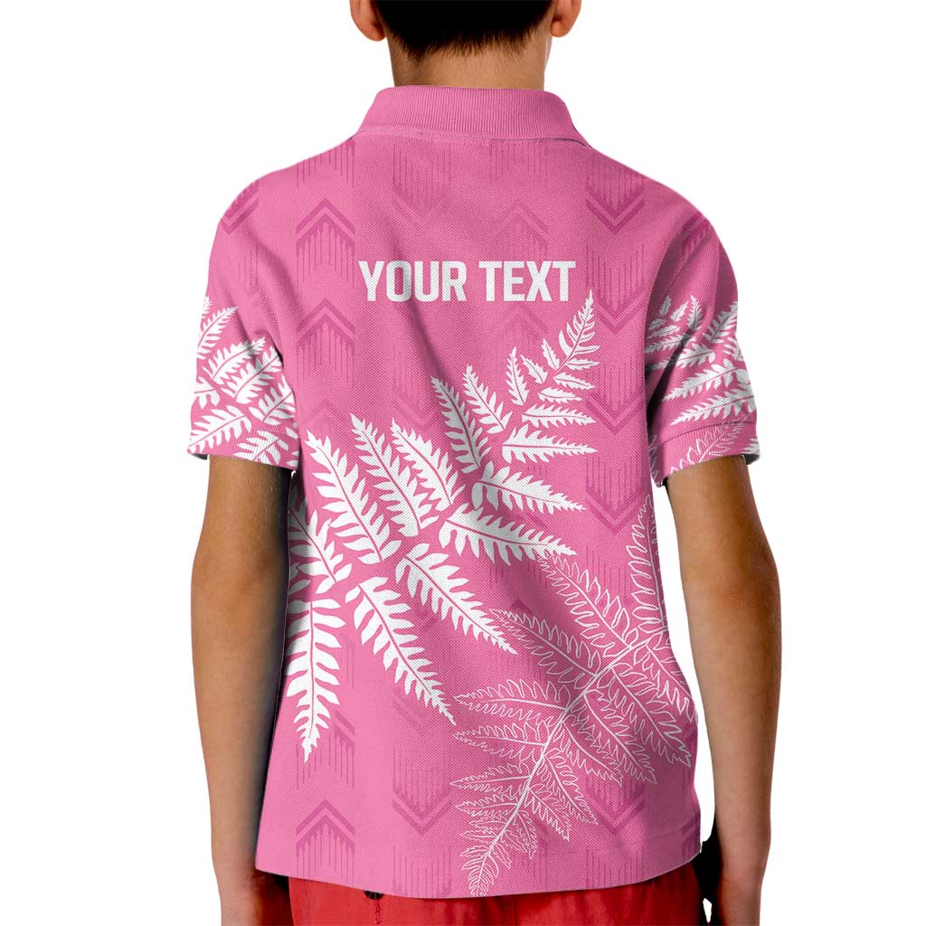 New Zealand Lawn Bowls Breast Cancer Personalized Kid Polo Shirt Wrap-Around Silver Fern - Polynesian Pride