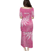 New Zealand Lawn Bowls Breast Cancer Personalized Puletasi Wrap-Around Silver Fern - Polynesian Pride