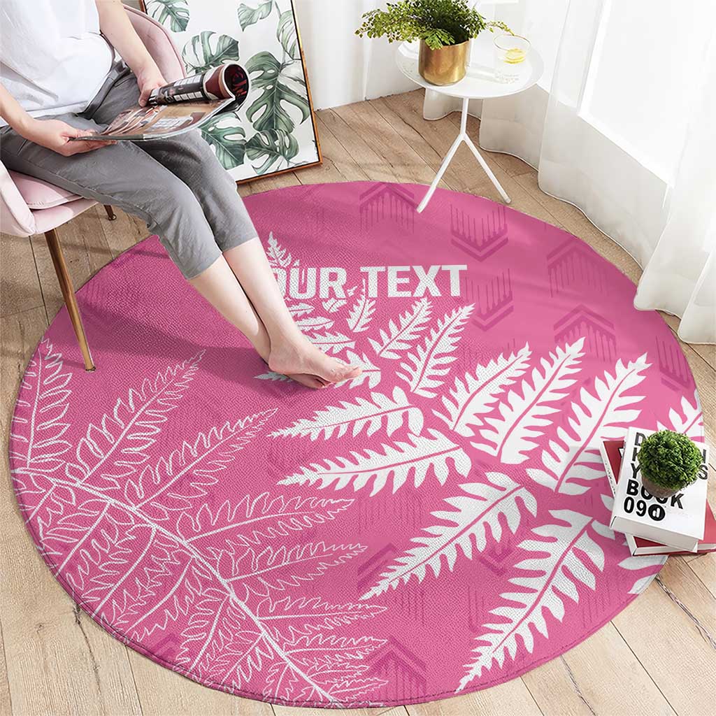 New Zealand Lawn Bowls Breast Cancer Personalized Round Carpet Wrap-Around Silver Fern - Polynesian Pride