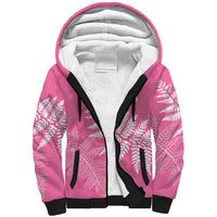 New Zealand Lawn Bowls Breast Cancer Personalized Sherpa Hoodie Wrap-Around Silver Fern - Polynesian Pride