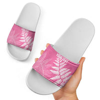 New Zealand Lawn Bowls Breast Cancer Personalized Slide Sandals Wrap-Around Silver Fern - Polynesian Pride