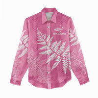 New Zealand Lawn Bowls Breast Cancer Personalized Women Casual Shirt Wrap-Around Silver Fern - Polynesian Pride