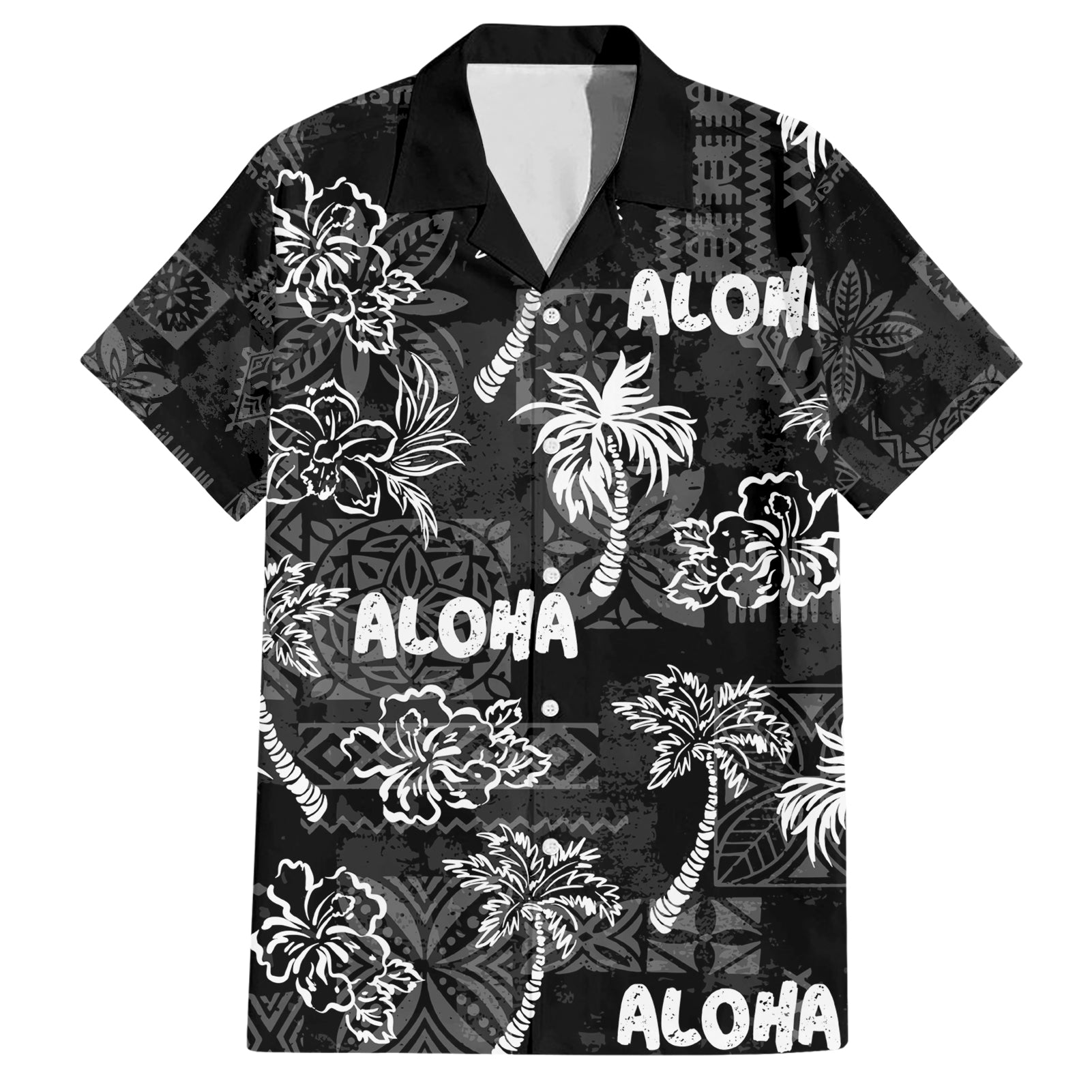 Aloha Vintage Quilt Hawaiian Shirt Hawaiian Seamless - Black LT7 Black - Polynesian Pride