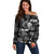 Aloha Vintage Quilt Off Shoulder Sweater Hawaiian Seamless - Black LT7 Women Black - Polynesian Pride