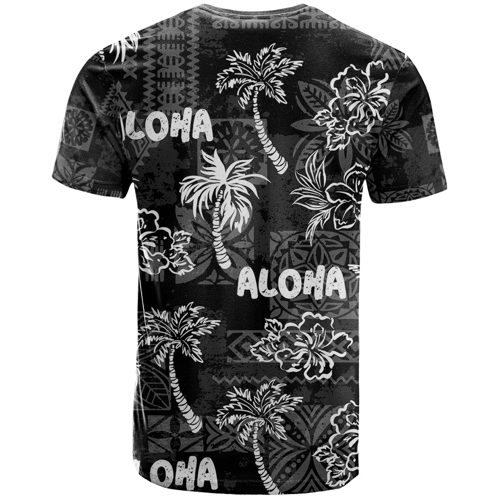 Aloha Vintage Quilt T Shirt Hawaiian Seamless - Black LT7 - Polynesian Pride