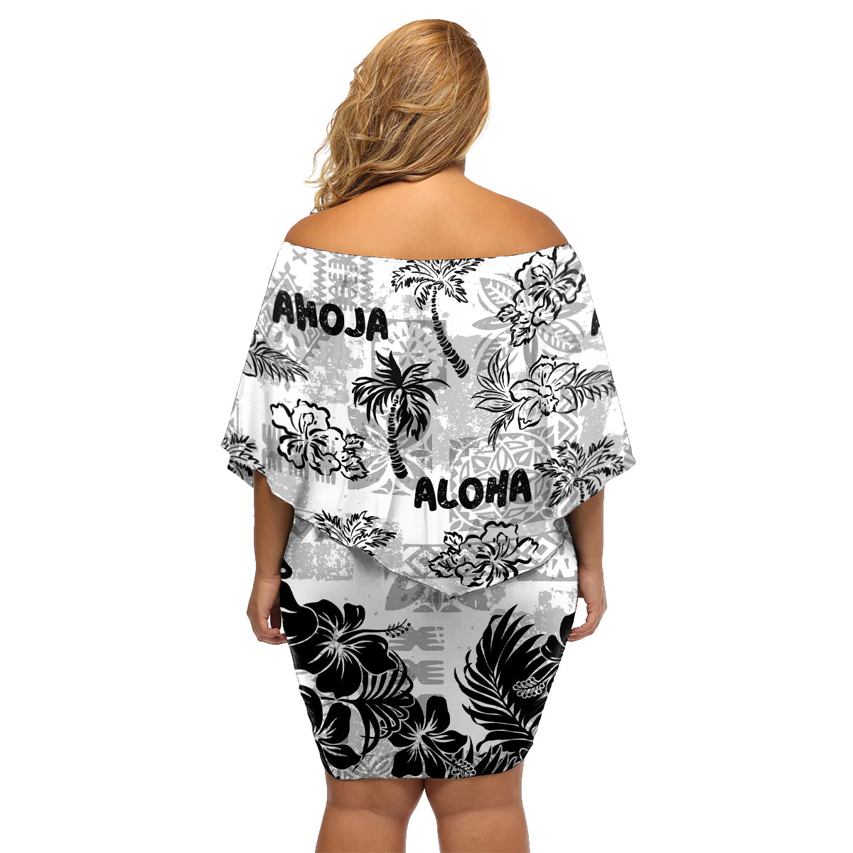 Aloha Vintage Quilt Family Matching Off Shoulder Short Dress and Hawaiian Shirt Hawaiian Seamless - White LT7 - Polynesian Pride