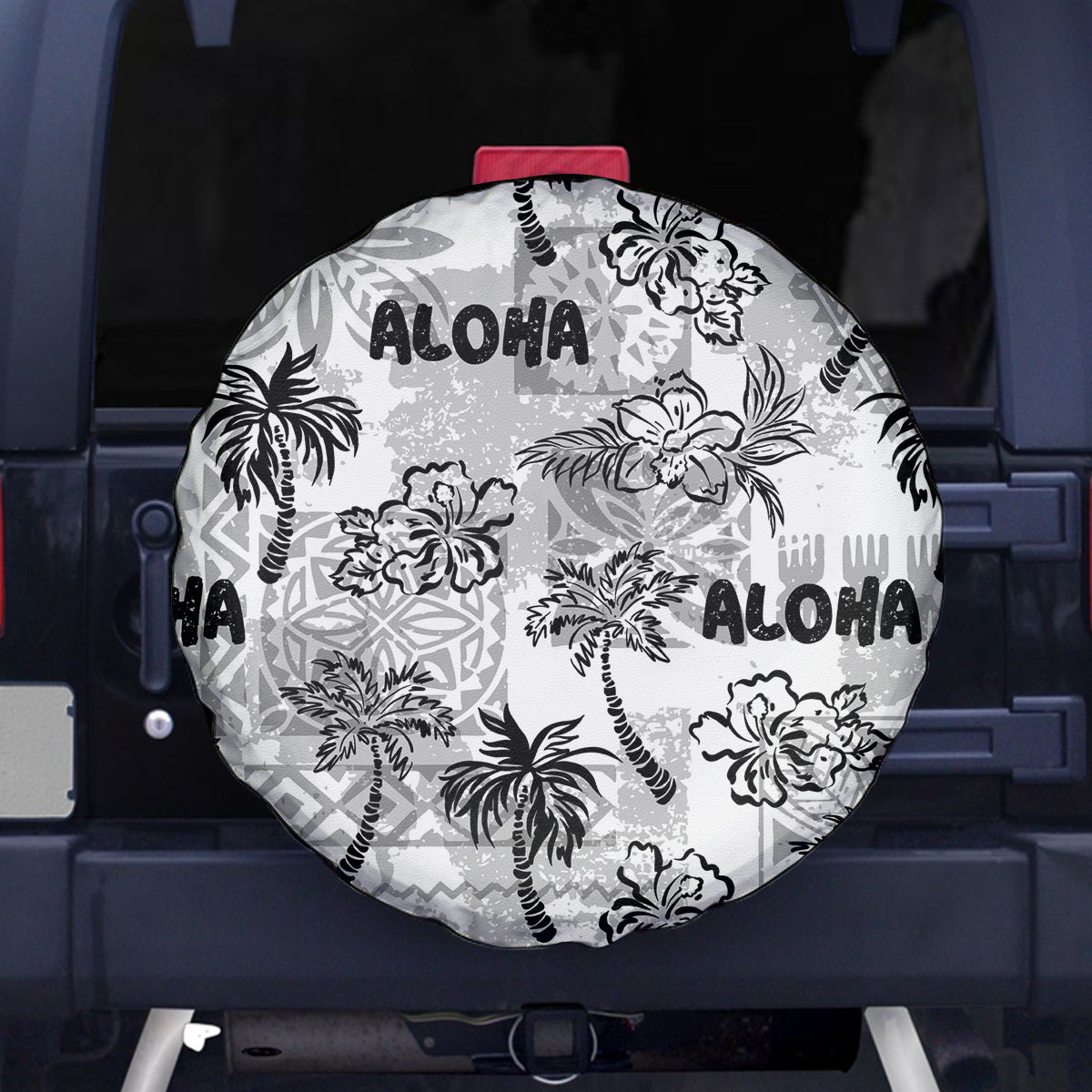 Aloha Vintage Quilt Spare Tire Cover Hawaiian Seamless - White LT7 White - Polynesian Pride