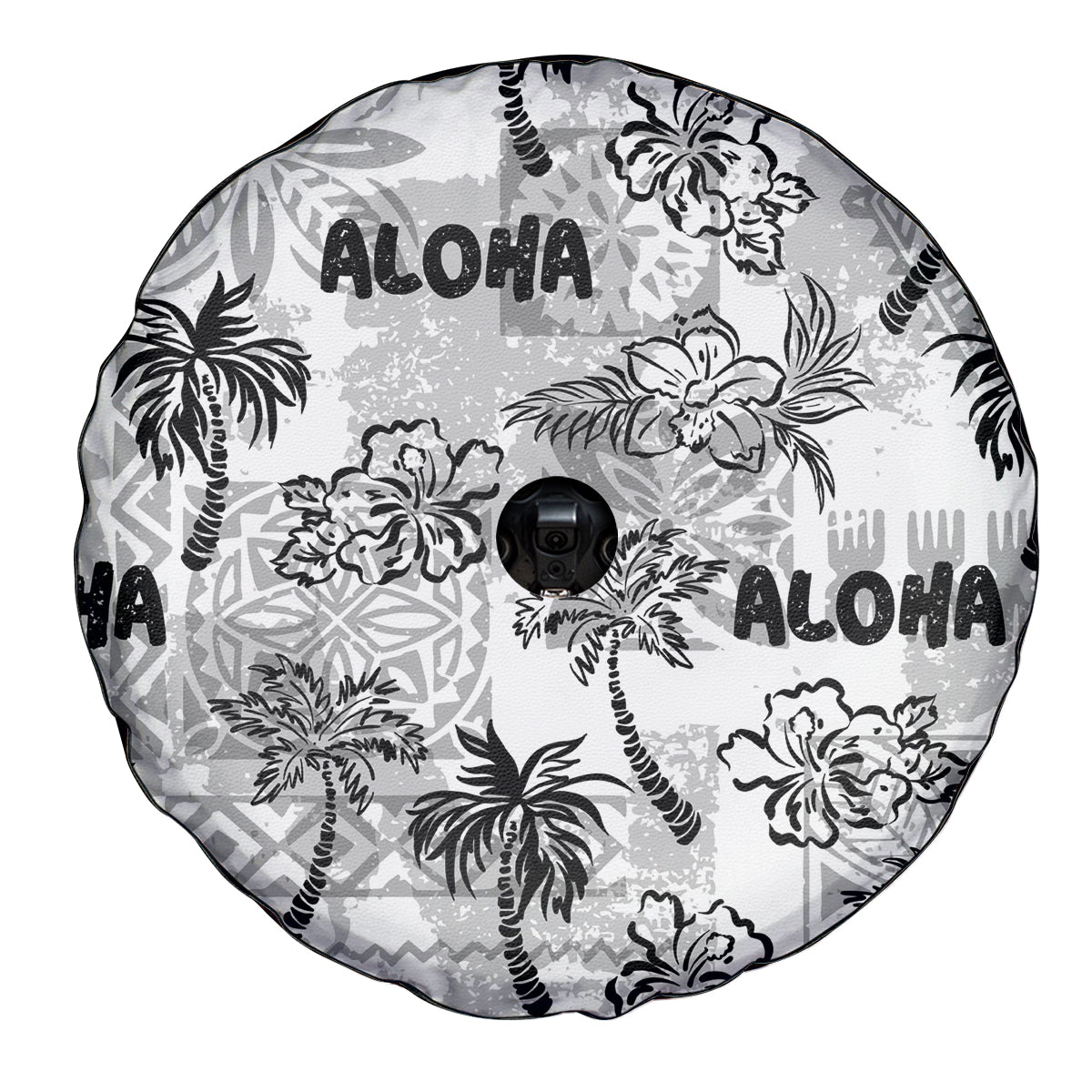 Aloha Vintage Quilt Spare Tire Cover Hawaiian Seamless - White LT7 - Polynesian Pride
