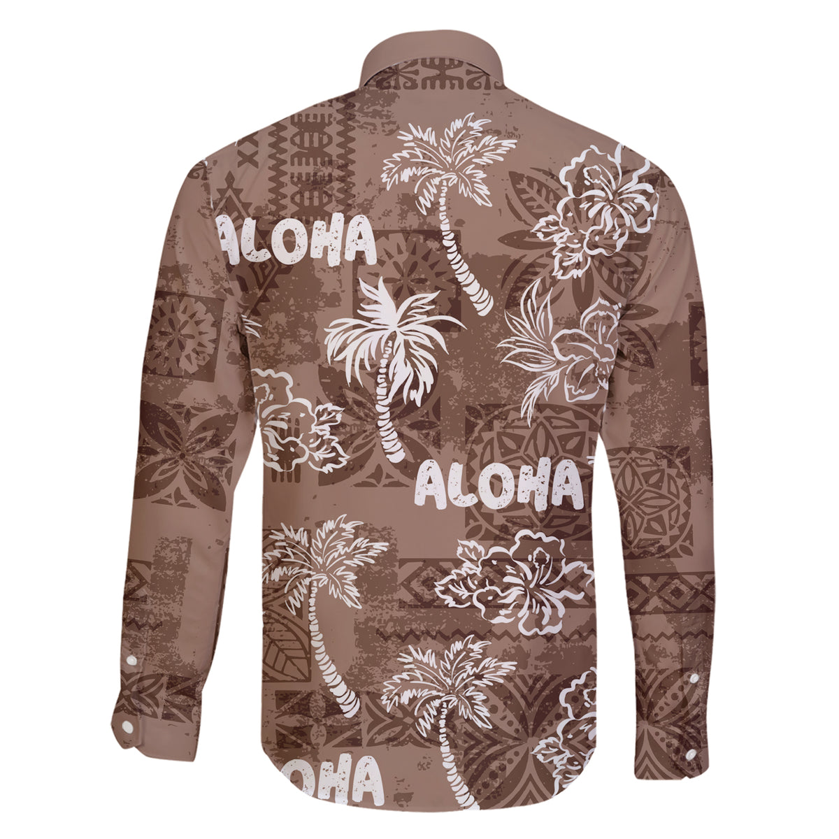 Aloha Vintage Quilt Family Matching Short Sleeve Bodycon Dress and Hawaiian Shirt Hawaiian Seamless - Brown LT7 - Polynesian Pride