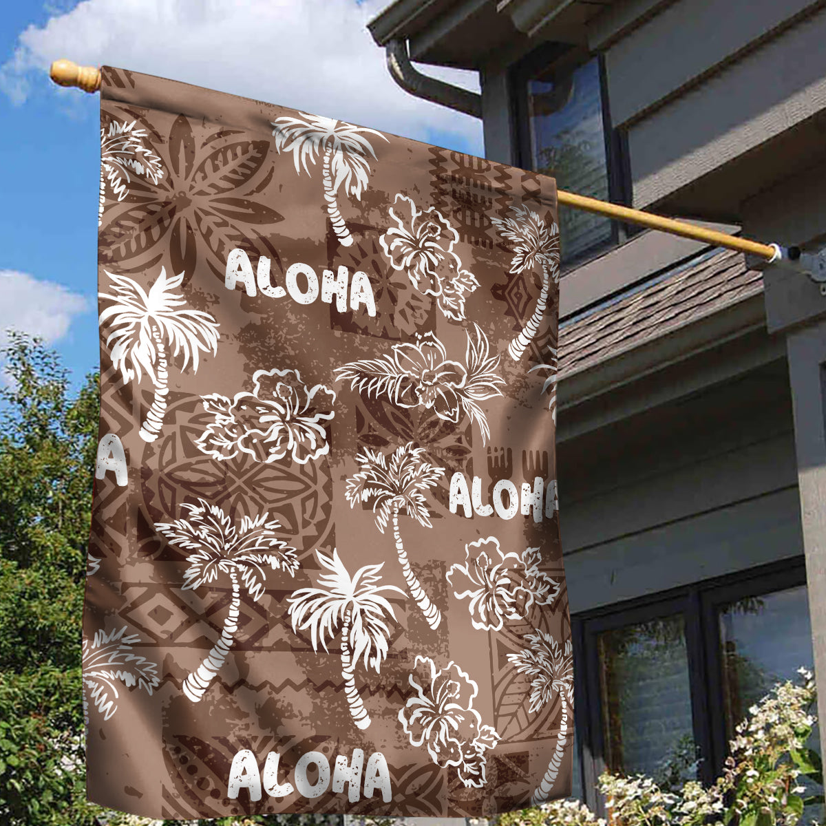 Aloha Vintage Quilt Garden Flag Hawaiian Seamless - Brown LT7 - Polynesian Pride