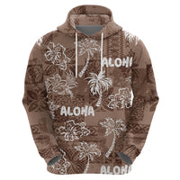 Aloha Vintage Quilt Hoodie Hawaiian Seamless - Brown LT7 - Polynesian Pride