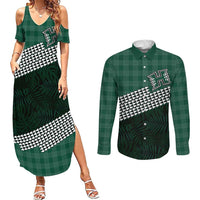 Rainbow Warriors Hawaii Personalized Palaka Couples Matching Summer Maxi Dress and Long Sleeve Button Shirt - Polynesian Pride
