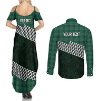 Rainbow Warriors Hawaii Personalized Palaka Couples Matching Summer Maxi Dress and Long Sleeve Button Shirt - Polynesian Pride