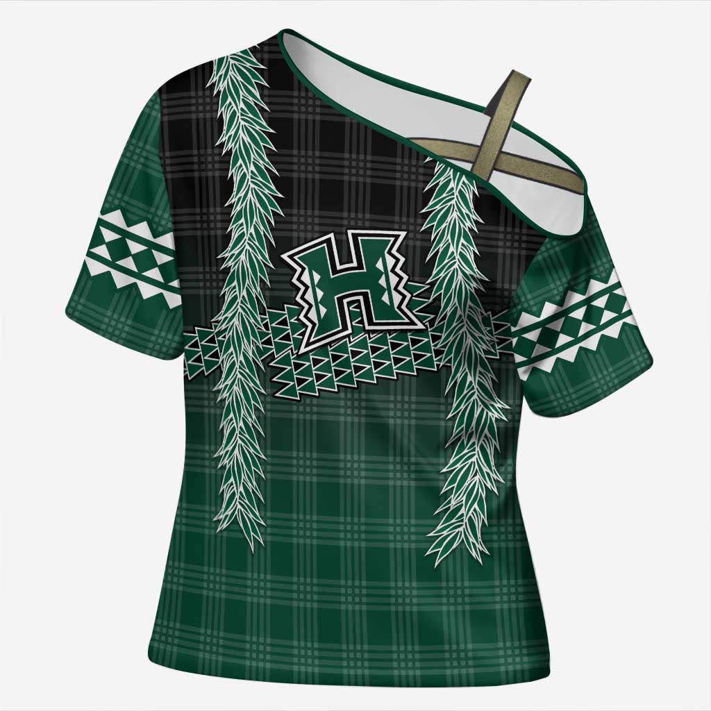 Rainbow Warriors Hawaii Palaka Cross Shoulder Shirt Maile Lei - Polynesian Pride