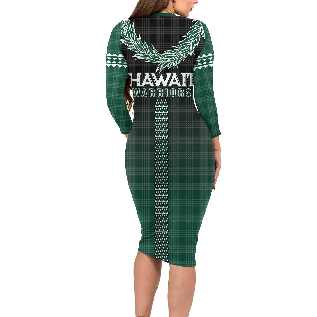 Rainbow Warriors Hawaii Palaka Family Matching Long Sleeve Bodycon Dress and Hawaiian Shirt Maile Lei LT7 - Polynesian Pride