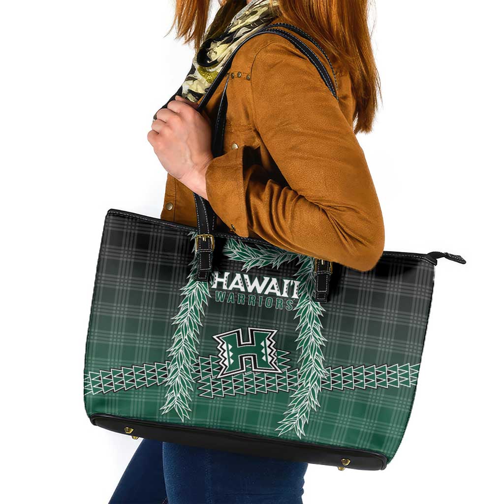 Rainbow Warriors Hawaii Palaka Leather Tote Bag Maile Lei - Polynesian Pride
