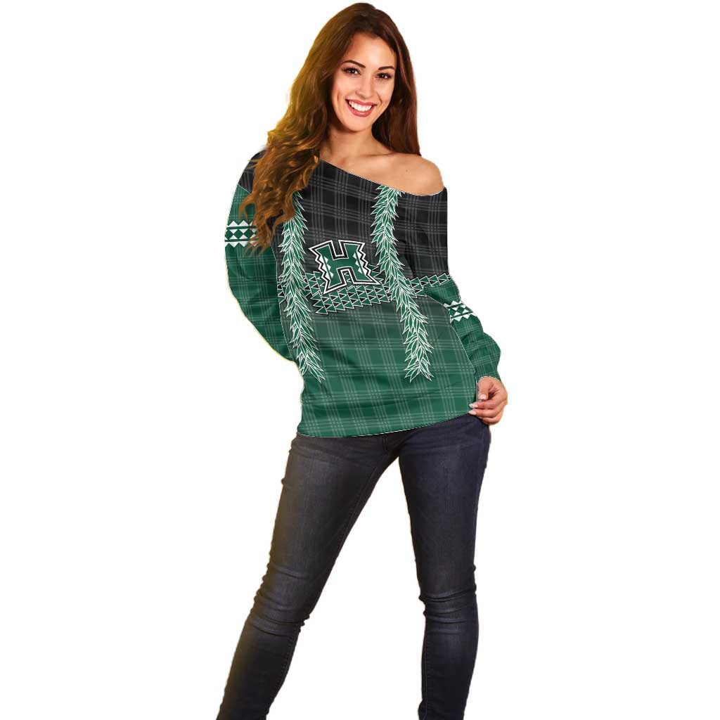 Rainbow Warriors Hawaii Palaka Off Shoulder Sweater Maile Lei - Polynesian Pride