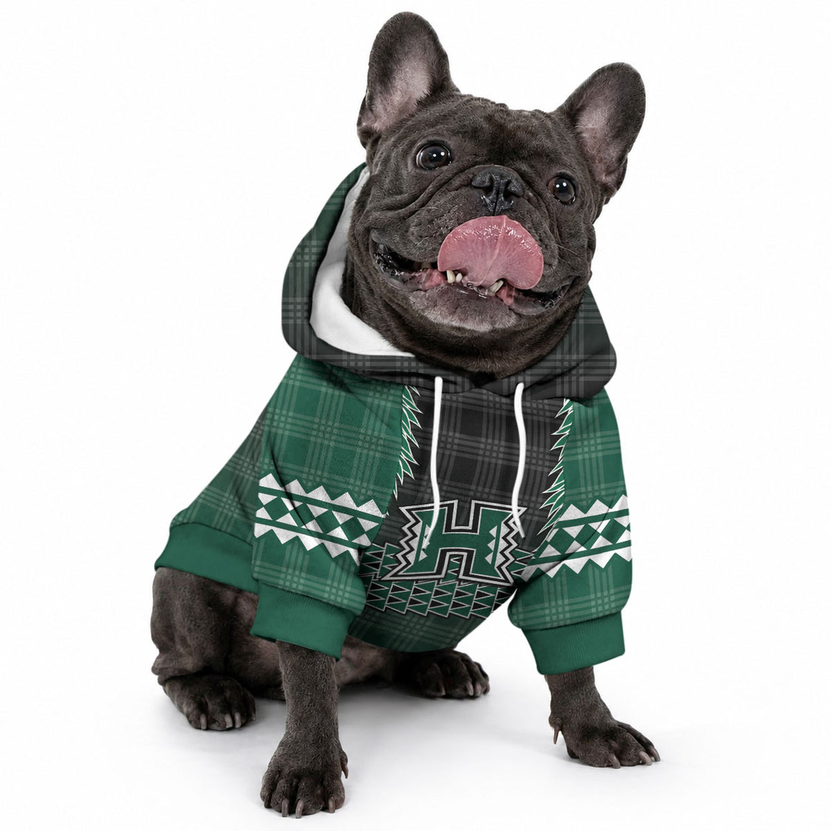 Rainbow Warriors Hawaii Palaka Pet Hoodie Maile Lei LT7 - Polynesian Pride
