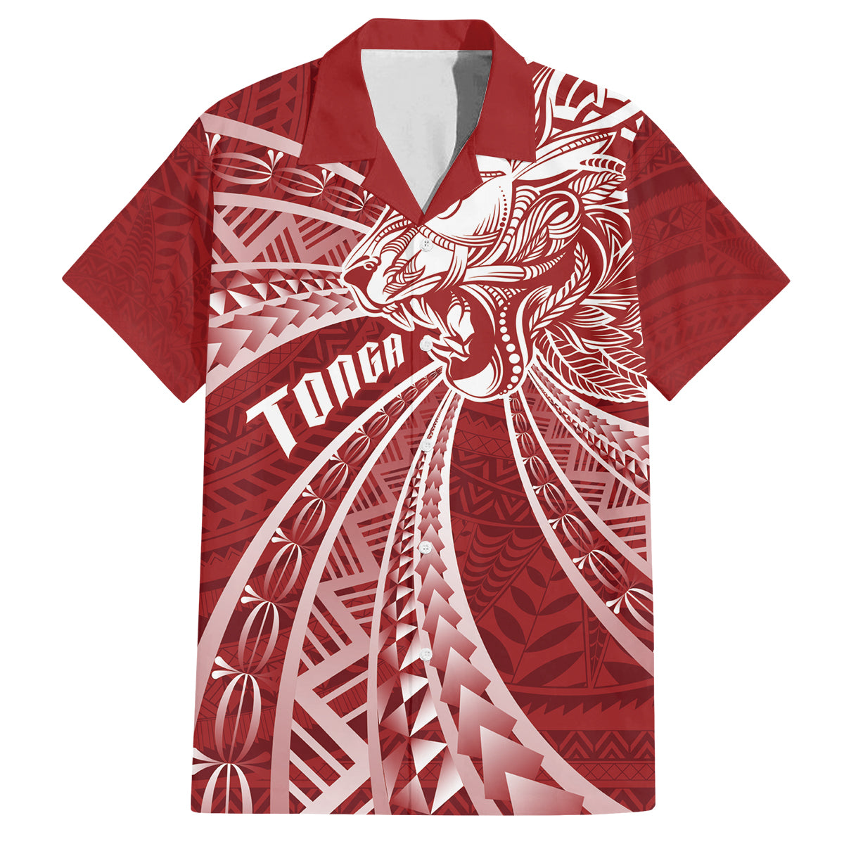 Tonga Independence Day Family Matching Long Sleeve Bodycon Dress and Hawaiian Shirt Tongatapu Lion Ngatu Motifs LT7 Dad's Shirt - Short Sleeve Red - Polynesian Pride