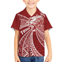 Tonga Independence Day Family Matching Long Sleeve Bodycon Dress and Hawaiian Shirt Tongatapu Lion Ngatu Motifs LT7 Son's Shirt Red - Polynesian Pride