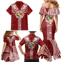 Tonga Independence Day Family Matching Mermaid Dress and Hawaiian Shirt Tongatapu Lion Ngatu Motifs LT7 - Polynesian Pride
