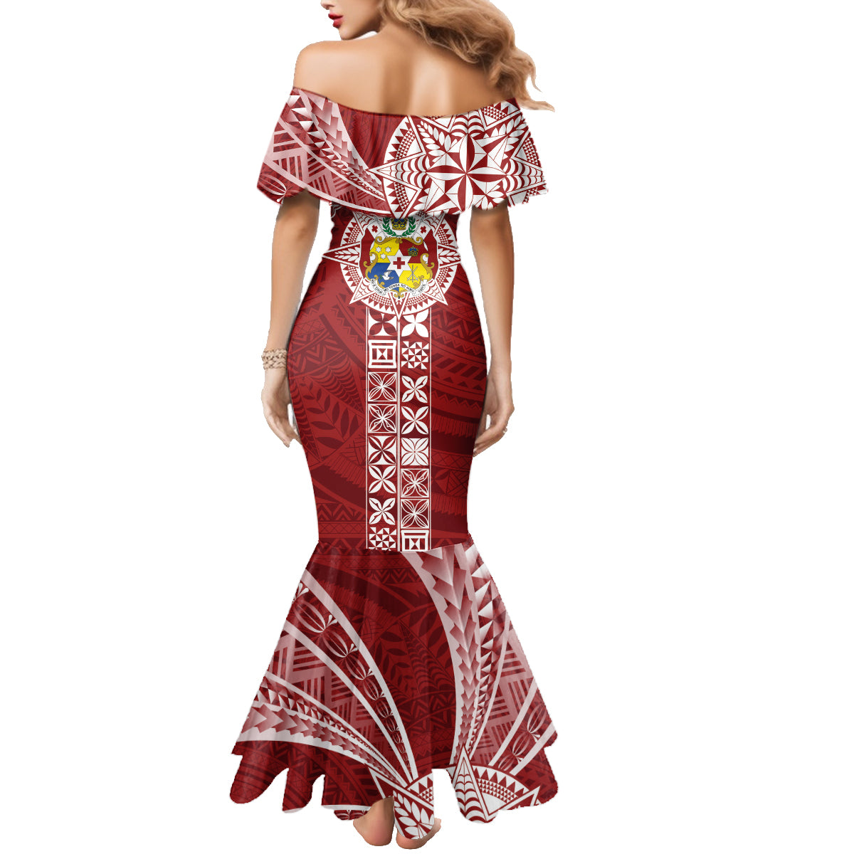 Tonga Independence Day Family Matching Mermaid Dress and Hawaiian Shirt Tongatapu Lion Ngatu Motifs LT7 - Polynesian Pride
