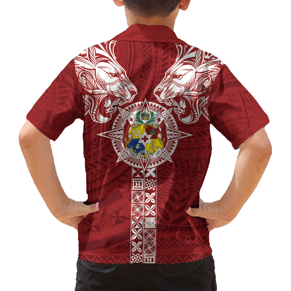 Tonga Independence Day Family Matching Summer Maxi Dress and Hawaiian Shirt Tongatapu Lion Ngatu Motifs LT7 - Polynesian Pride