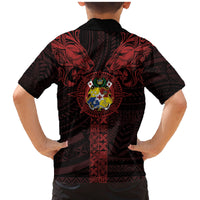 Tonga Independence Day Family Matching Mermaid Dress and Hawaiian Shirt Tongatapu Lion Ngatu Motifs Black Ver. LT7 - Polynesian Pride