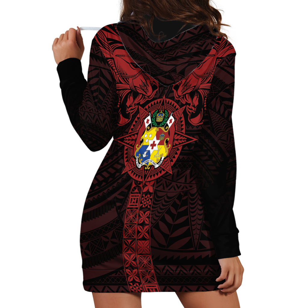 Tonga Independence Day Hoodie Dress Tongatapu Lion Ngatu Motifs Black Ver. LT7 - Polynesian Pride