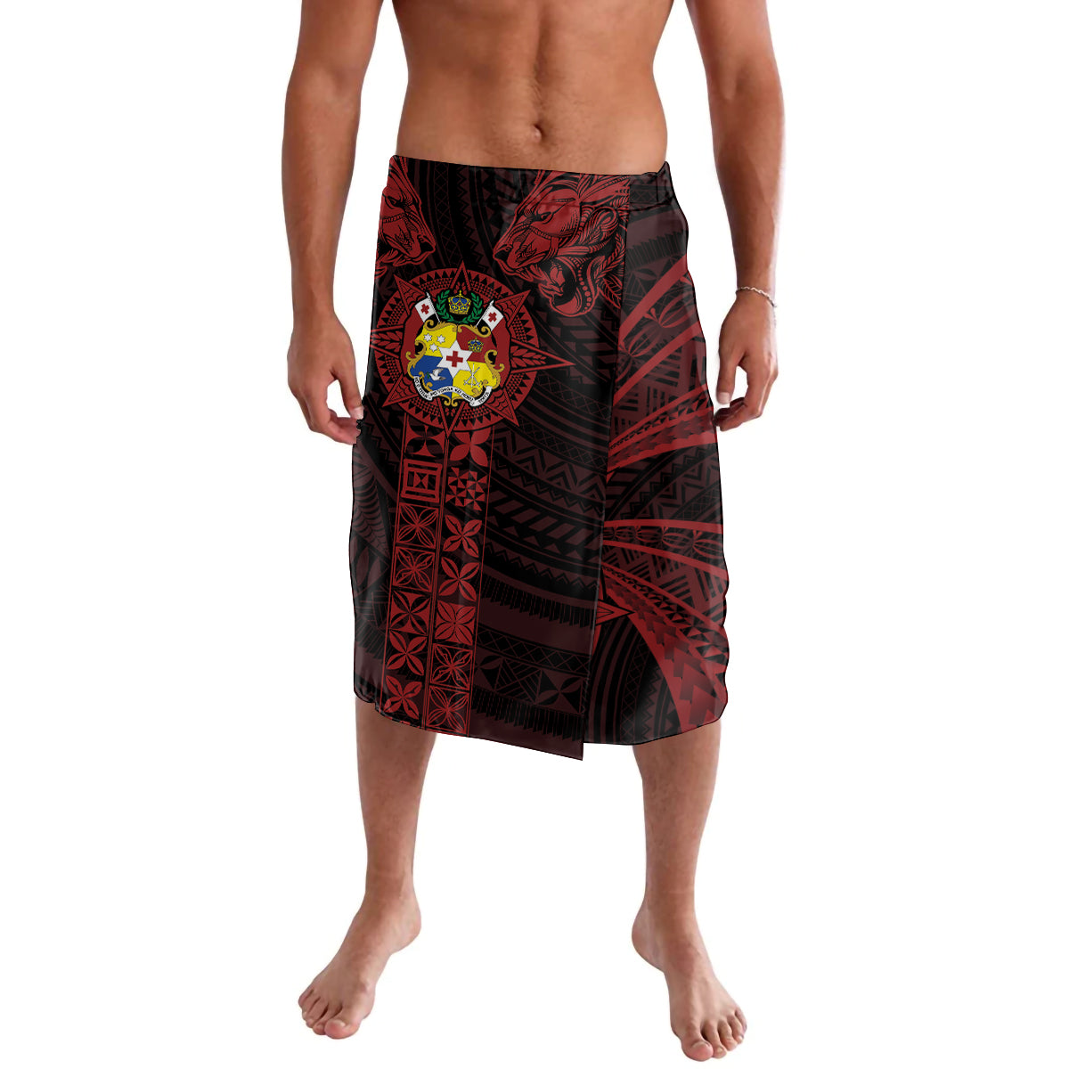 Tonga Independence Day Lavalava Tongatapu Lion Ngatu Motifs Black Ver.