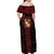 Tonga Independence Day Off Shoulder Maxi Dress Tongatapu Lion Ngatu Motifs Black Ver.