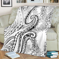 Polynesia Plumeria Lei Blanket White Curves Motif