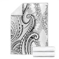 Polynesia Plumeria Lei Blanket White Curves Motif