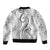 Polynesia Plumeria Lei Bomber Jacket White Curves Motif