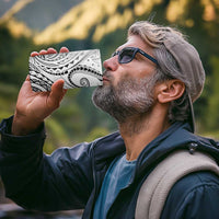 Polynesia Plumeria Lei 4 in 1 Can Cooler Tumbler White Curves Motif