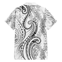 Polynesia Plumeria Lei Family Matching Off Shoulder Maxi Dress and Hawaiian Shirt White Curves Motif LT7 - Polynesian Pride
