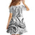 Polynesia Plumeria Lei Family Matching Short Sleeve Bodycon Dress and Hawaiian Shirt White Curves Motif
