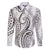 Polynesia Plumeria Lei Family Matching Short Sleeve Bodycon Dress and Hawaiian Shirt White Curves Motif