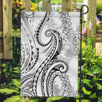 Polynesia Plumeria Lei Garden Flag White Curves Motif