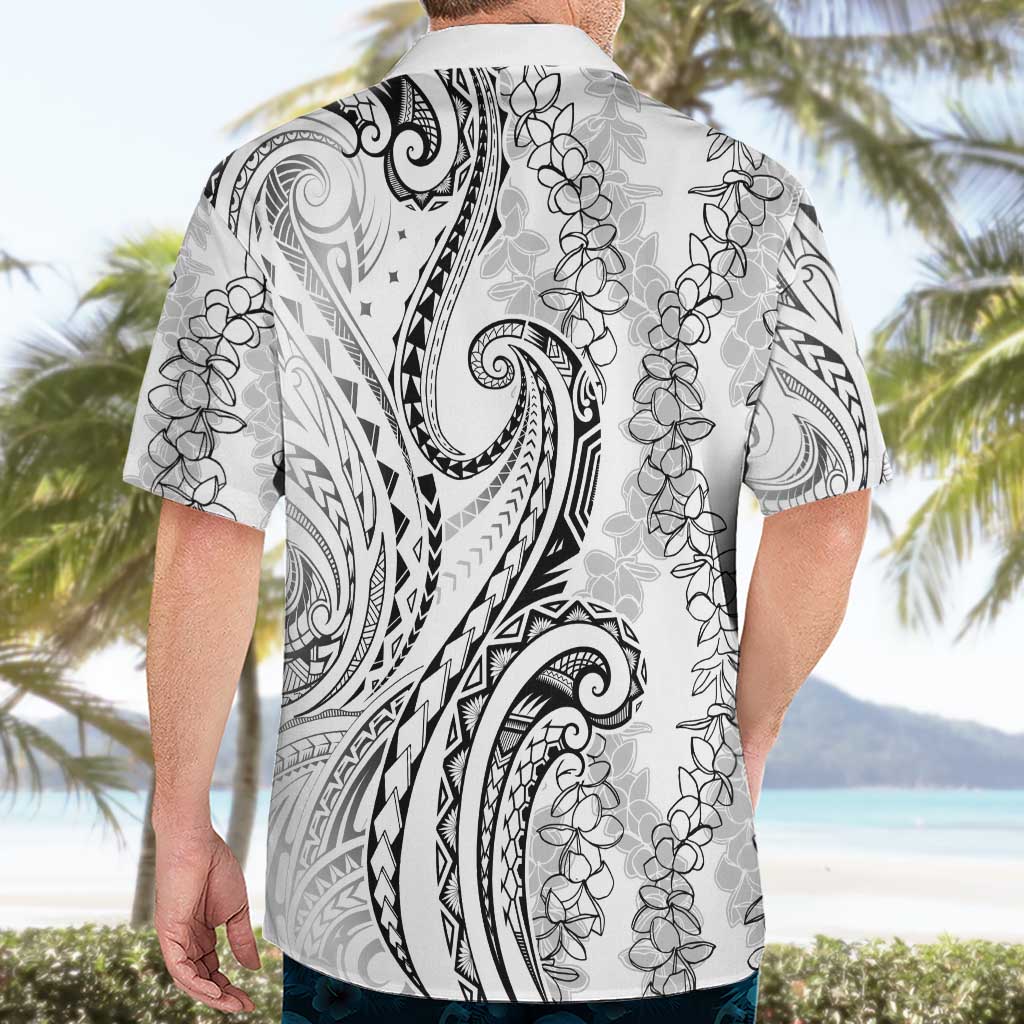 Polynesia Plumeria Lei Hawaiian Shirt White Curves Motif